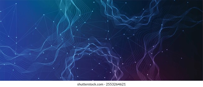 Machine learning in concept of world metaverse big data or cyber security technology background. Vector handmade art