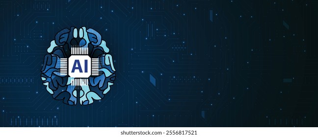 Machine learning in concept of world metaverse big data or cyber security technology background. Vector handmade art