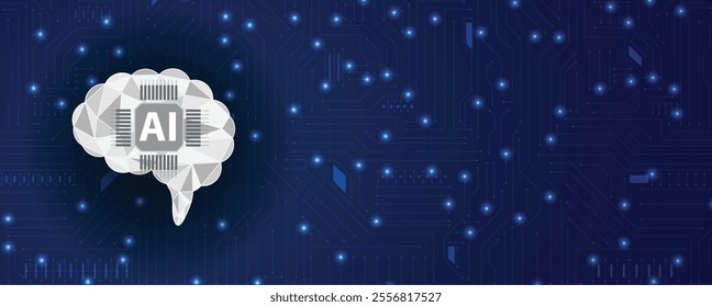 Machine learning in concept of world metaverse big data or cyber security technology background. Vector handmade art