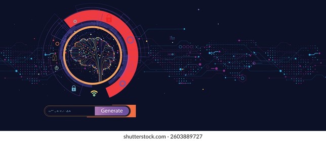 Machine learning in concept of world mind metaverse big data or cyber security technology background