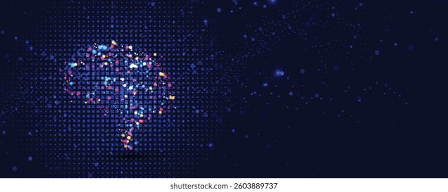 Machine learning in concept of world mind metaverse big data or cyber security technology background