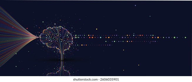 Machine learning in concept of world mind metaverse big data or cyber security technology background