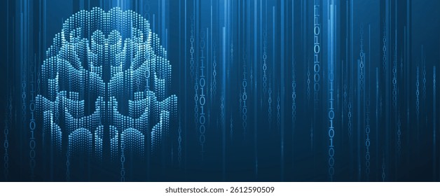 Machine learning in concept of world mind metaverse big data or cyber security technology background