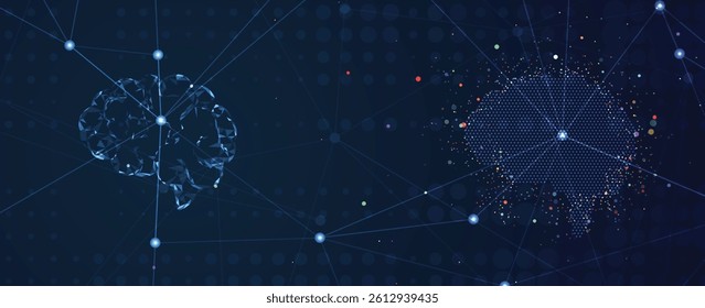 Machine learning in concept of world mind metaverse big data or cyber security technology background