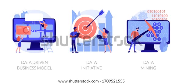 Machine\
learning and database systems. Computer science, code analysis.\
Data driven business model, data initiative, data mining metaphors.\
Vector isolated concept metaphor\
illustrations