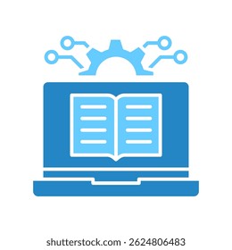 Machine Learning dual tone blue color, mini illustration icon. use for modern concept, print, UI, UX kit, web and app development. Vector EPS 10, related to artificial intelligence, technology theme