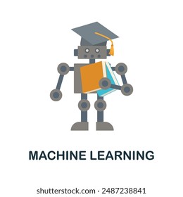 Machine Learning flat icon. Colored sign from machine learning collection. Creative Machine Learning icon illustration for web design, infographics and more