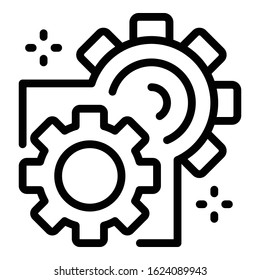 Machine learning gear icon. Outline machine learning gear vector icon for web design isolated on white background