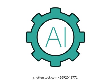 Maschinelles Lerngerät Symbol. Symbol in Bezug auf Technologie. Symbolstil für flache Linien. Einfaches, bearbeitbares Vektordesign