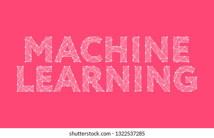 Machine Learning headline logo design made of dots and thin lines