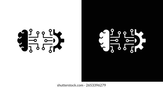 Machine learning icon black silhouette for web, and mobile app