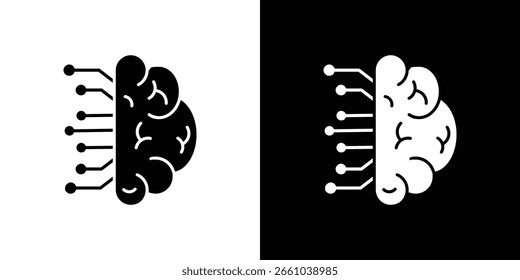 Machine learning icon in flat version on black and white background