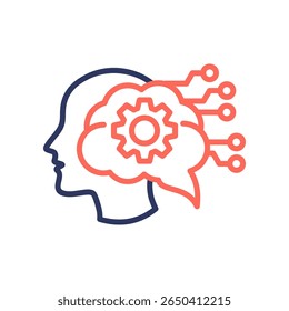 Ilustração do vetor de cor da linha do ícone do Machine Learning