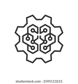 Machine learning, icon in line design. Machine learning, AI, artificial intelligence, automation, algorithms, technology on white background vector. Machine learning, editable stroke icon