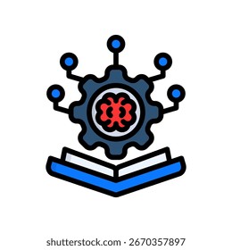 Icono de aprendizaje automático Ilustración vectorial de color lineal