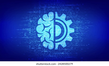 Symbol für maschinelles Lernen mit Binärkode. In: AI Artificial Intelligence. Deep Learning. Data Mining, Big Data, Algorithmus, neuronales Netzwerk . Digitaler Code-Hintergrund mit Ziffern 1.0. In: Vector Illustration.