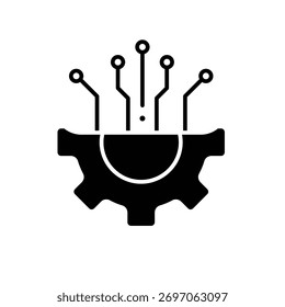 machine learning icon. management. artificial intelligence. gear with trace. automatic, manager, web. Flat design style