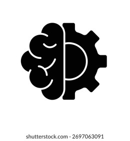 machine learning icon. management. combination of gear and brain. automatic, manager, web. Flat design style