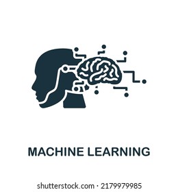 Symbol für maschinelles Lernen. Einfarbige, einfache Zeile Data Science Symbol für Vorlagen, Webdesign und Infografiken