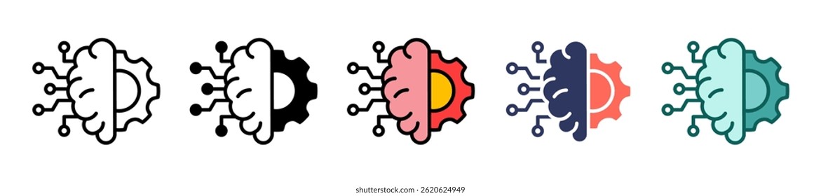 Machine Learning Icon Multiple Vector Illustration