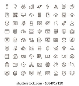 Machine learning icon set. Collection of high quality black outline logo for web site design and mobile apps. Vector illustration on a white background.