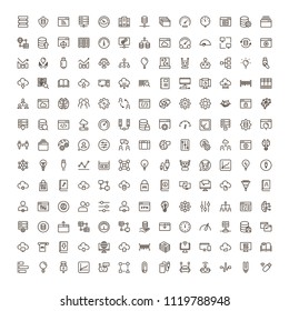 Machine learning icon set. Collection of high quality black outline logo for web site design and mobile apps. Vector illustration on a white background.