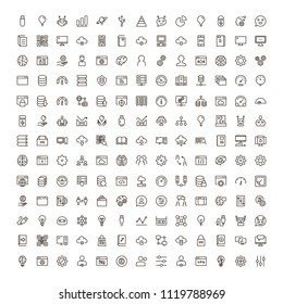 Machine learning icon set. Collection of high quality black outline logo for web site design and mobile apps. Vector illustration on a white background.