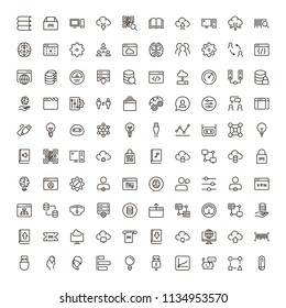 Machine learning icon set. Collection of high quality black outline logo for web site design and mobile apps. Vector illustration on a white background.