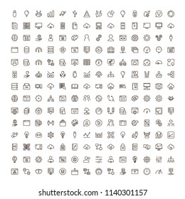 Machine learning icon set. Collection of high quality black outline logo for web site design and mobile apps. Vector illustration on a white background.