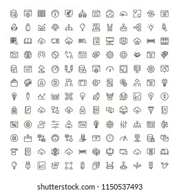 Machine learning icon set. Collection of high quality black outline logo for web site design and mobile apps. Vector illustration on a white background.