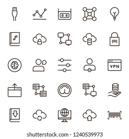 Machine learning icon set. Collection of high quality black outline logo for web site design and mobile apps. Vector illustration on a white background.
