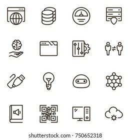 Machine learning icon set. Collection of high quality black outline logo for web site design and mobile apps. Vector illustration on a white background.