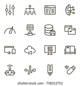 Machine learning icon set. Collection of high quality black outline logo for web site design and mobile apps. Vector illustration on a white background.