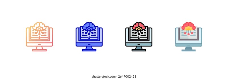 Ícone do Machine Learning define coleção de vários estilos