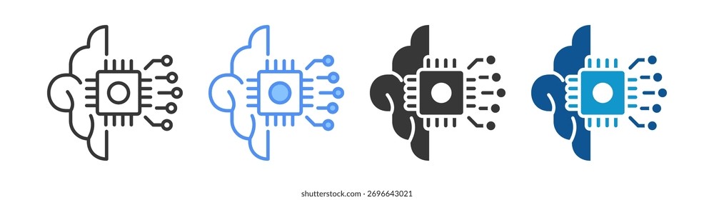 Conjunto de Ícones do Machine Learning de Coleção de Vários Estilos