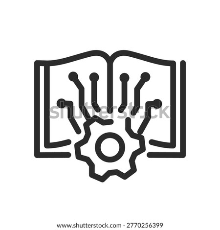 Machine Learning icon. Simple line Machine Learning icon for artificial intelligence, data processing, automation system and technology concept. Vector illustration