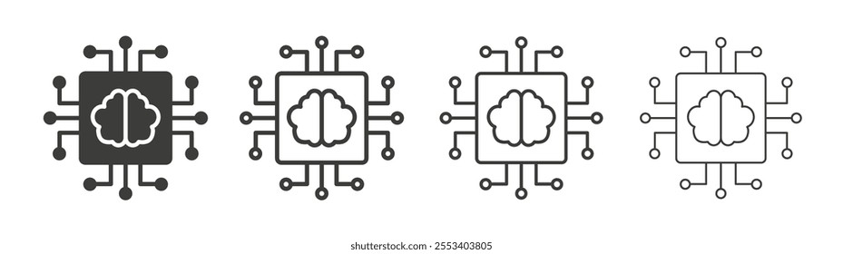Machine learning icons collection. vector set in black color