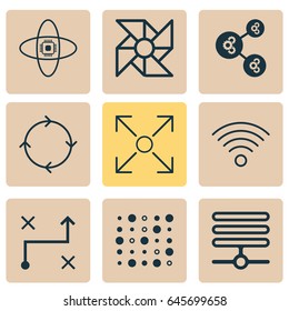 Machine Learning Icons Set. Collection Of Branching Program, Wireless Communications, Information Base And Other Elements. Also Includes Symbols Such As Base, Arrow, Shared.