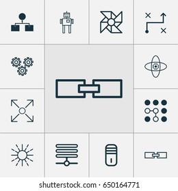 Machine Learning Icons Set. Collection Of Mainframe, Mechanism Parts, Information Base And Other Elements. Also Includes Symbols Such As Data, Computer, Shine.