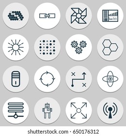 Machine Learning Icons Set. Collection Of Solution, Controlling Board, Cyborg And Other Elements. Also Includes Symbols Such As Base, Panel, Processor.