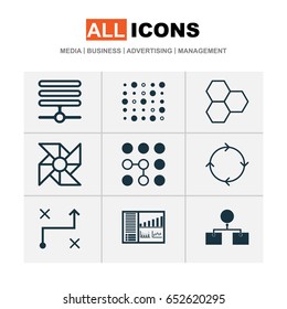 Machine Learning Icons Set. Collection Of Solution, Laptop Ventilator, Recurring Program And Other Elements. Also Includes Symbols Such As Computing, Information, Structure.