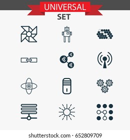 Machine Learning Icons Set. Collection Of Hive Pattern, Laptop Ventilator, Computing Problems And Other Elements. Also Includes Symbols Such As Pattern, Regulation, Illustration.