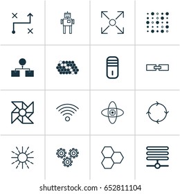 Machine Learning Icons Set. Collection Of Branching Program, Related Information, Mechanism Parts And Other Elements. Also Includes Symbols Such As Mainframe, Arrow, Structure.