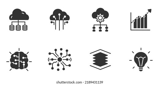machine learning icons set . machine learning pack symbol vector elements for infographic web