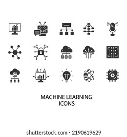 machine learning icons set . machine learning pack symbol vector elements for infographic web