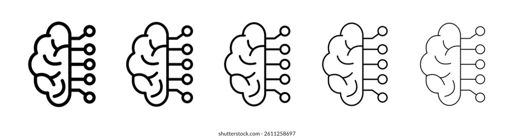 Machine learning icons vector set in different stroke line style