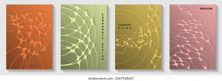 Abstrakte Vektorgrafiken für maschinelles Lernen. Marmor-Kurvenlinien, Maschenhintergründe. Minimalistische Cover-Vektorvorlagen. Radiologie deckt Seiten Grafik Design Set.