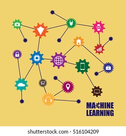 Machine learning and internet of things. Vector illustration