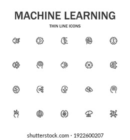 Machine learning line icon set. Collection of modern signs for web design and mobile app. Electronics pictograms. Black icon on white background. Collection of high-quality outline logo

