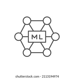 Icono de esquema de línea de aprendizaje automático